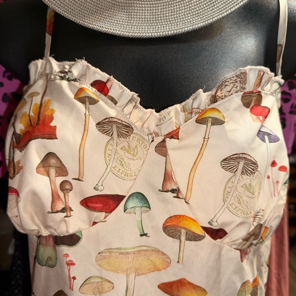 Mushroom Print Spaghetti Strap Top